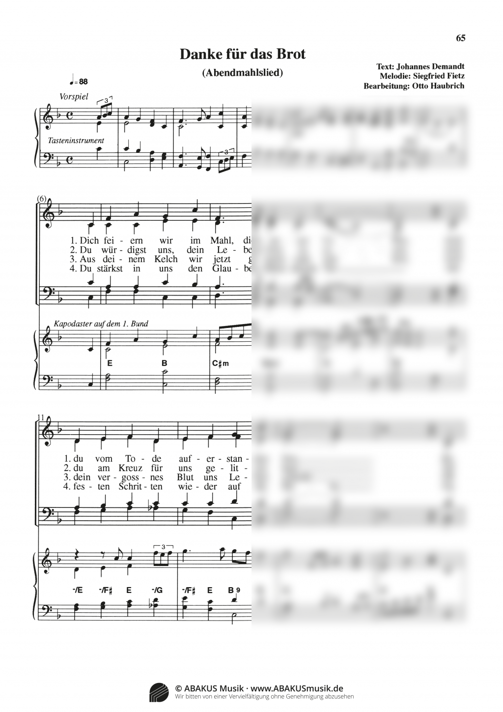 Danke für das Brot (Abendmahslied)